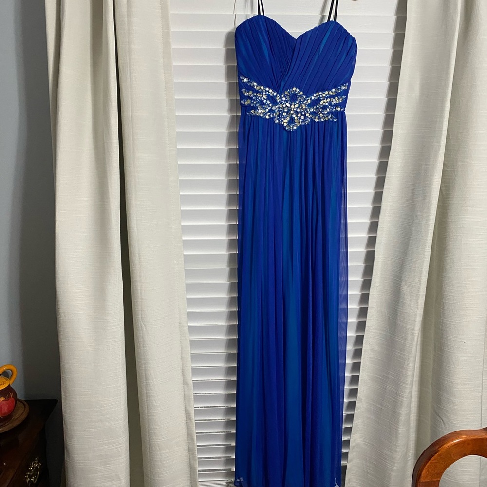 Blue long prom dress